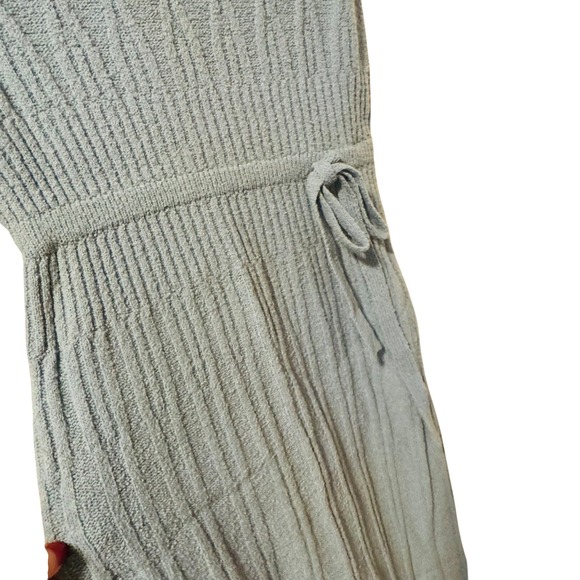 Spinnerin Light Blue Ribbed Knit Sleeveless Midi Dress w/ Belt 1960s Virgin Wool - Picture 5 of 8